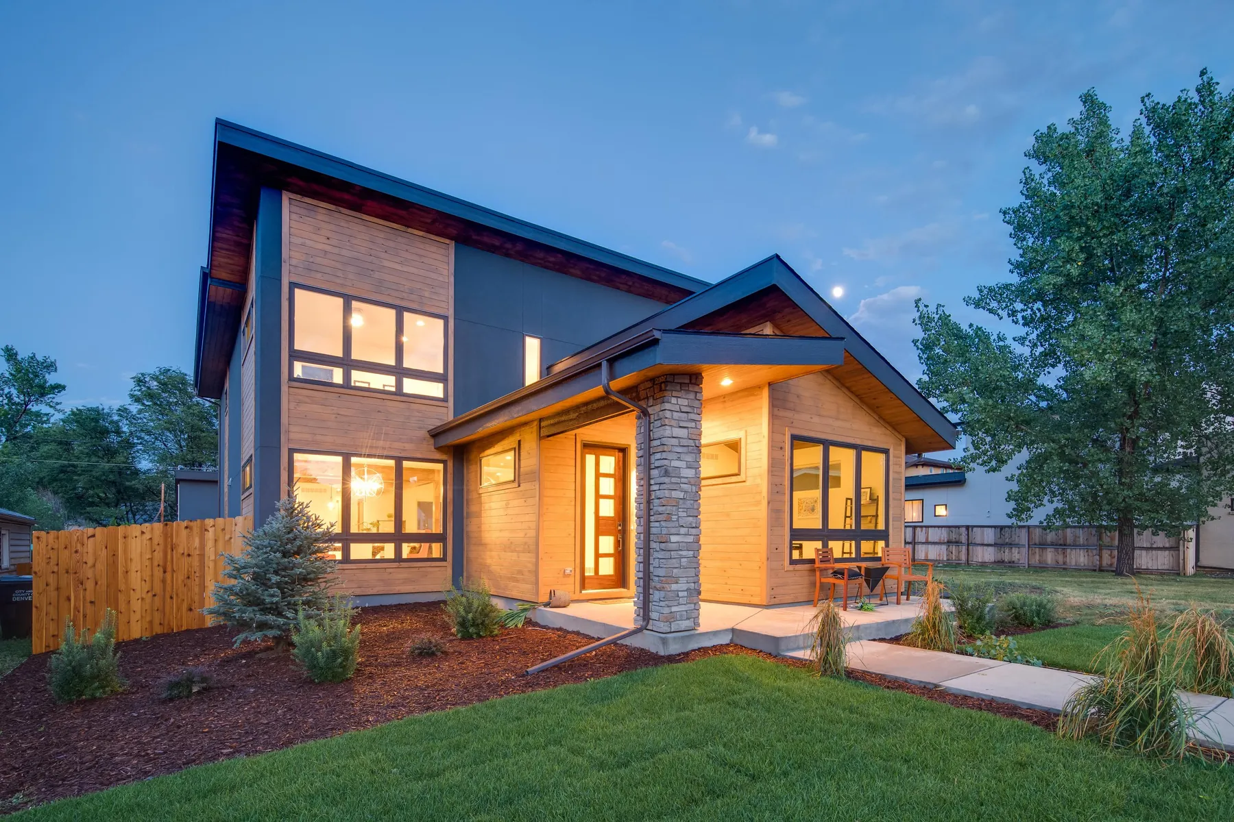 A MAG Builders custom home at twilight in Denver
