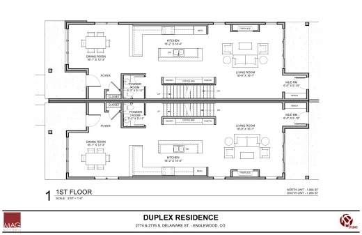 1ST FLOOR, North Unit 1,066 sq ft, South Unit 1,066 sq ft