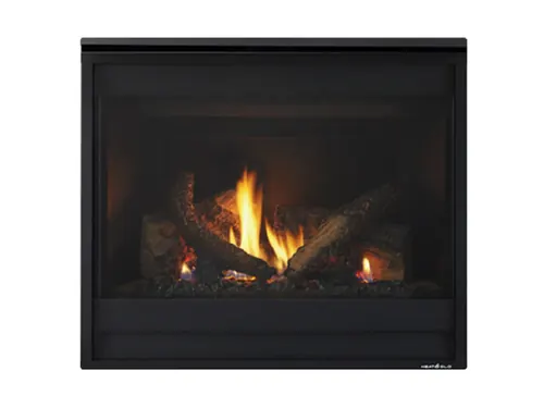 Fireplace, Heat & Glo SL-9 IFT Gas Fireplace, 40” Viewing Area, With Passive Heat Kit, Black Faceplate, Black Refractory, Black Glass Base