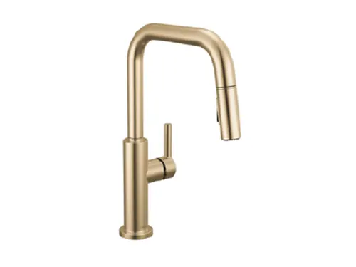 SINK FAUCET, Delta Nicoli Faucet with Matching Garbage Disposal Button, Champagne Bronze, BCI4883519, BCI4168879