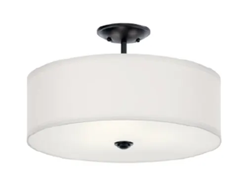 Lighting, Kichler Shailene 18” Drum, Black with White Shade, BCI4376711