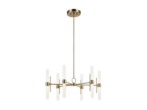 DINING ROOM CHANDELIER, Kichler Riven 33” Wide LED Chandelier, Champagne Bronze, BCI4975727
