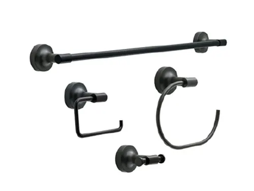 HARDWARE, Franklin Brass Voisin, towel ring x2, robe hook x2, towel bar, toilet paper holder, Matte Black, BCI4129417