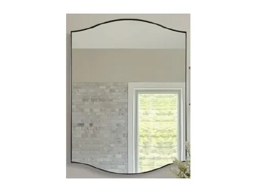 MIRRORS, Dual Arch Scalloped Mirror 30”W X 40” T, Matte Black, Wayfair SKU: W113505528