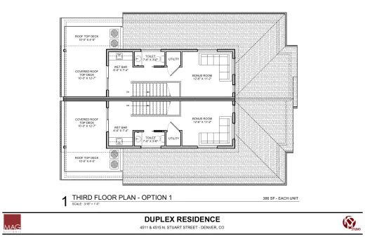 THIRD FLOOR PLAN - OPTION 1, Each Unit 386 sq ft