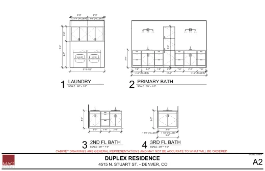 ELEVATIONS A2, Laundry, Primary Bath, 2nd Fl Bath, 3rd Fl Bath