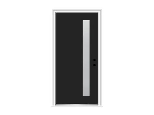 FRONT DOOR, Painted Door with Slim Sidelight, Sherwin Williams Iron Ore SW 7069