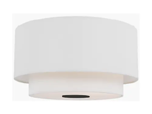 Lighting, Sawyer Flush Mount 18”W, White Linen and Black Accent, VC KSF1043MBK