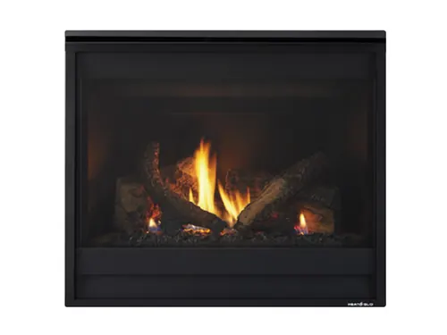 Fireplace, Heat & Glo Slimline 9 40” Viewing Area, With Passive Heat Kit, Black Faceplate Black Glass Media