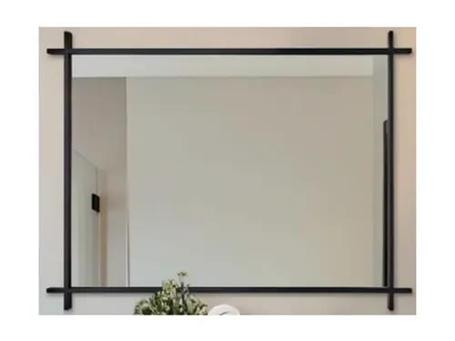 MIRROR, Vintage Cross Corner Mirror 40”W X 30”T, Matte Black, Wayfair SKU: W112841184