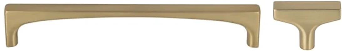 CABINET HARDWARE, Top Knobs Riverside pulls + Grace T-knob, modern brushed gold