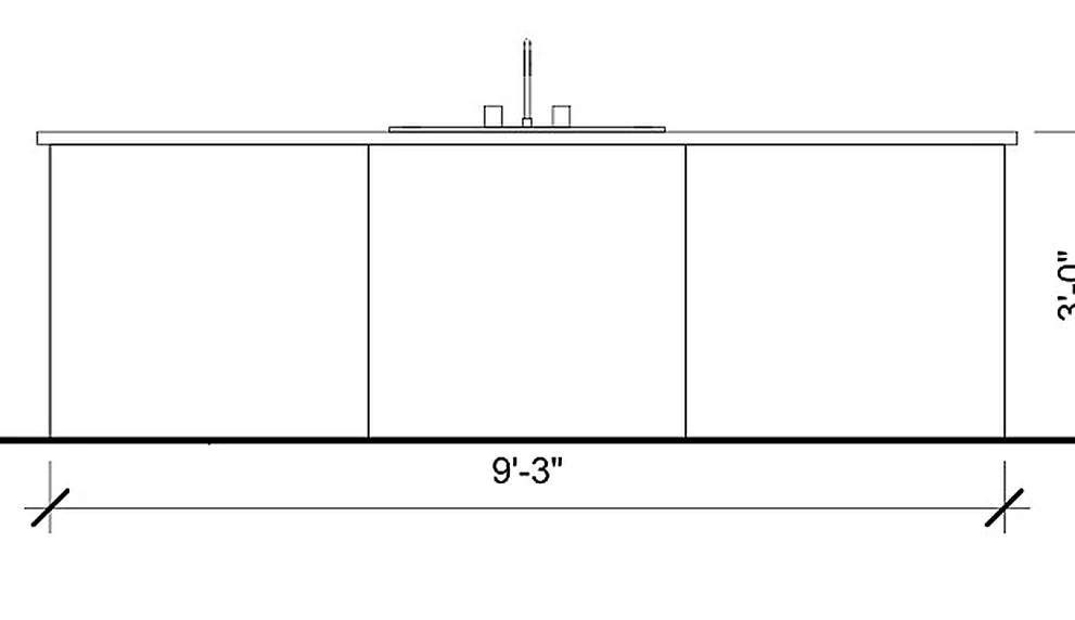 CABINET LAYOUT — ISLAND FRONT, Island seating-side elevation