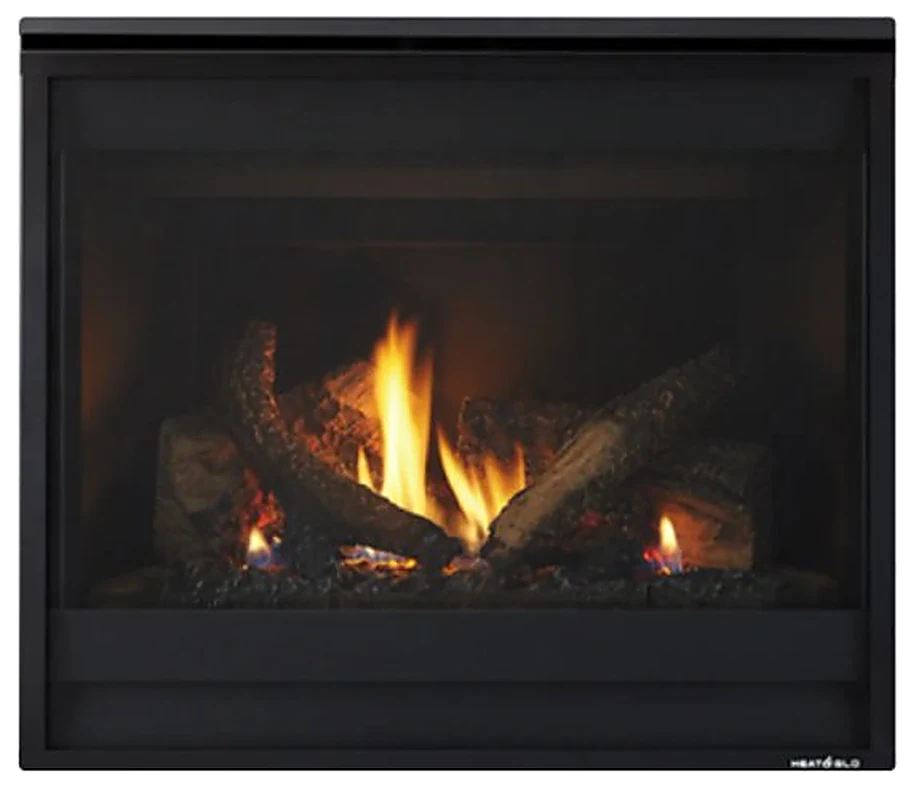 FIREPLACE, Heat N Glo SL-9 IFT gas, 40” viewing, black faceplate & glass base
