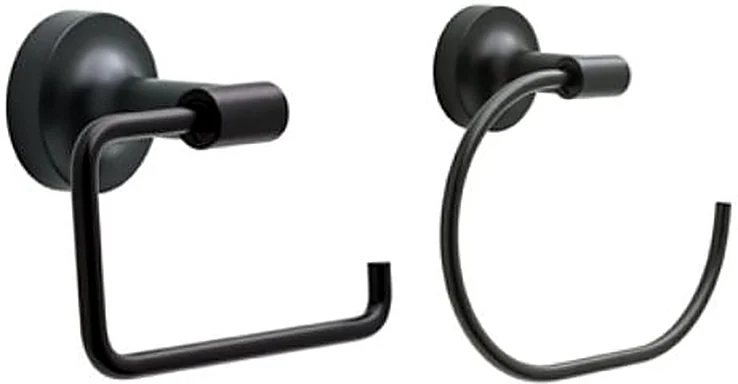 BATH HARDWARE, Franklin Brass Voisin towel ring & TP holder, black