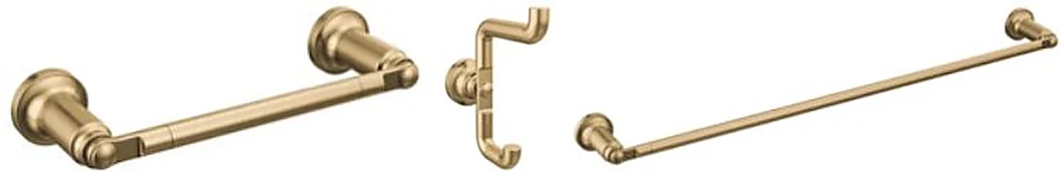 BATH HARDWARE, Delta Saylor towel bars, robe hooks & TP holder, champagne bronze