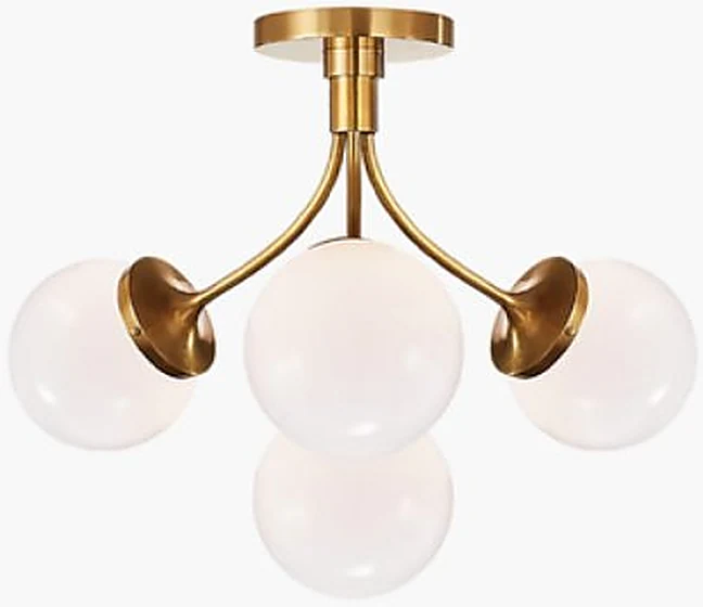 LIGHTING, Prescott semi-flush 18”W, soft brass