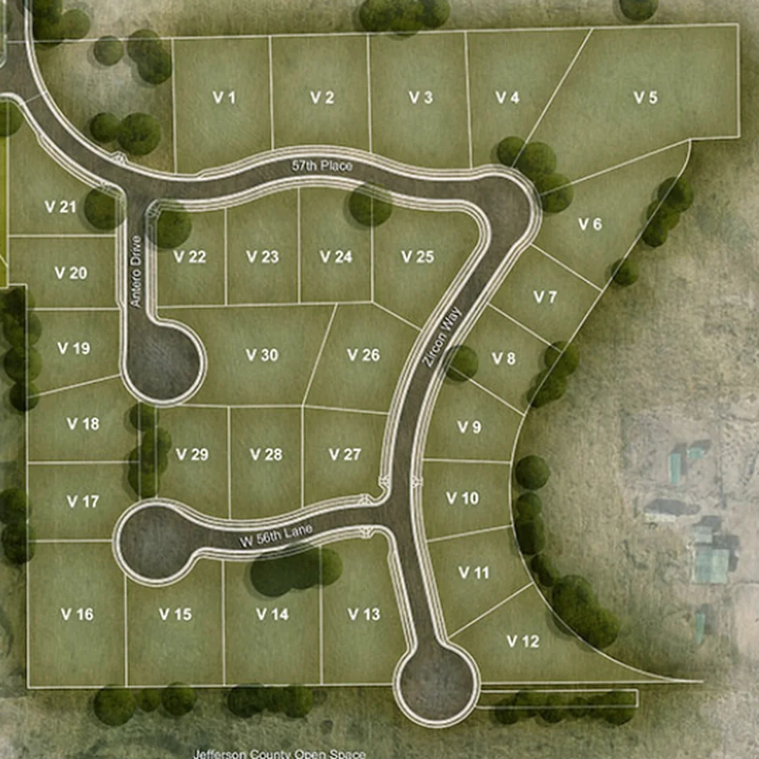 Site plan of the 30 Vista at Renegade lots, each lot numbered